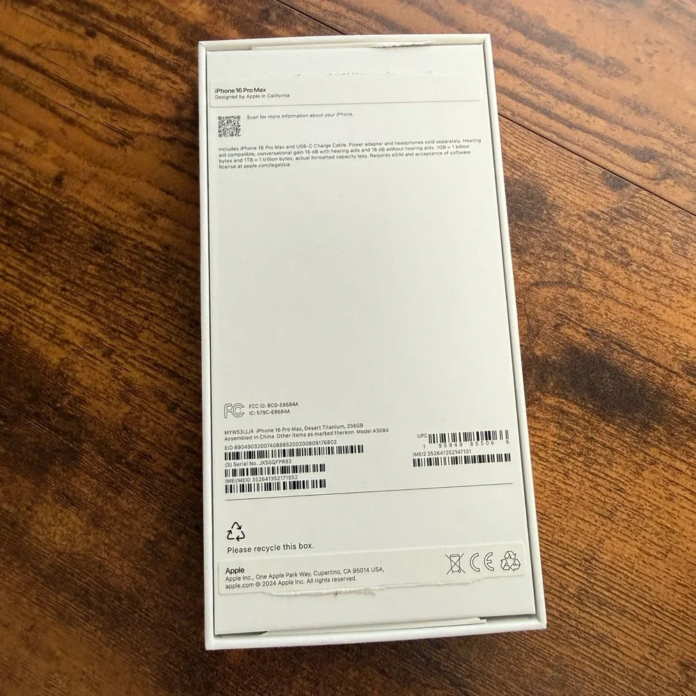 Apple iPhone 16‎ Pro Max Empty Box Desert Titanium 256GB